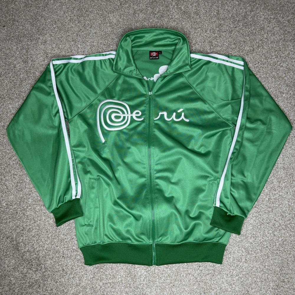 Peru Nazca Machu Picchu Full-Zip Jacket Size Large Green Retro Y2K Made in Peru